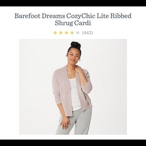 Barefoot Dreams CozyChic Lite Ribbed Shrug Cardi - Light Pink